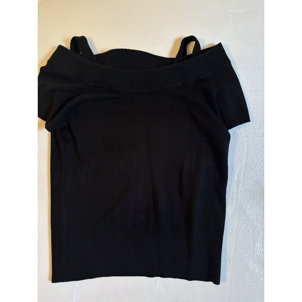 Tangents Black Off The Shoulder Sweater Short Sleeve